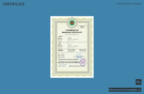 Turkmenische Heiratsurkunde – Beispielansicht (Word und PDF)
